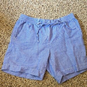 Petite Blue and White Striped Shorts